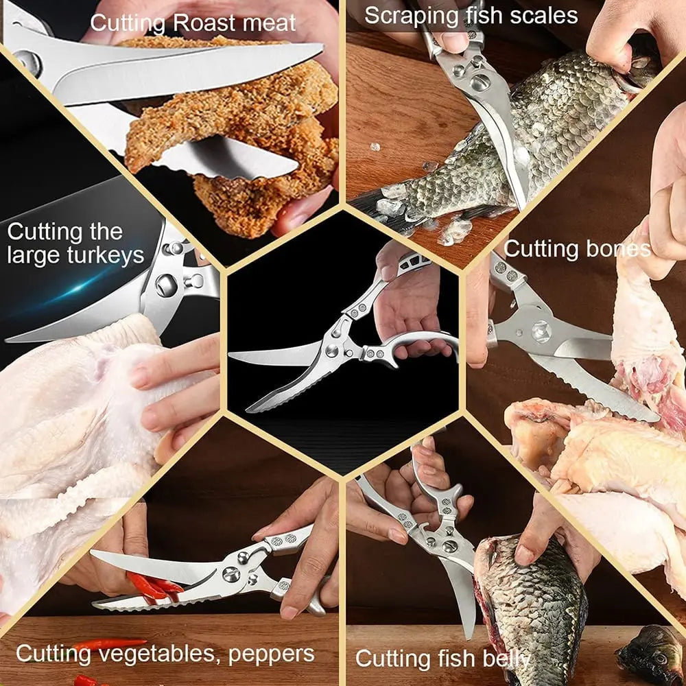 Brehn | Edelstahl-Geflügelschere extra stark – Schneidet Knochen, Fleisch & Fisch