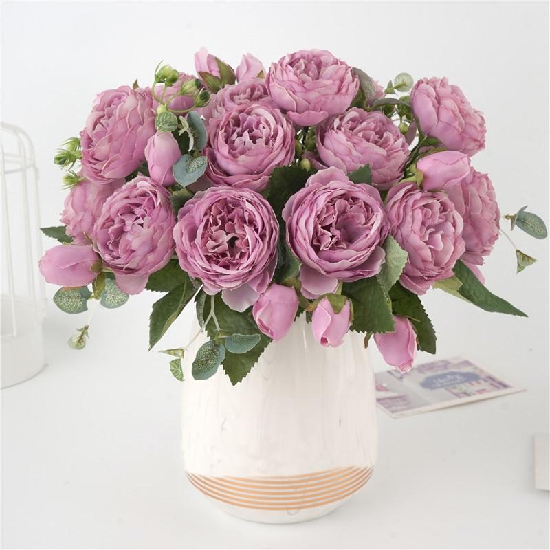 Elegante Pfingstrosen-Blumenkomposition für die Heimdekoration – Hochwertiger Vliesstoff