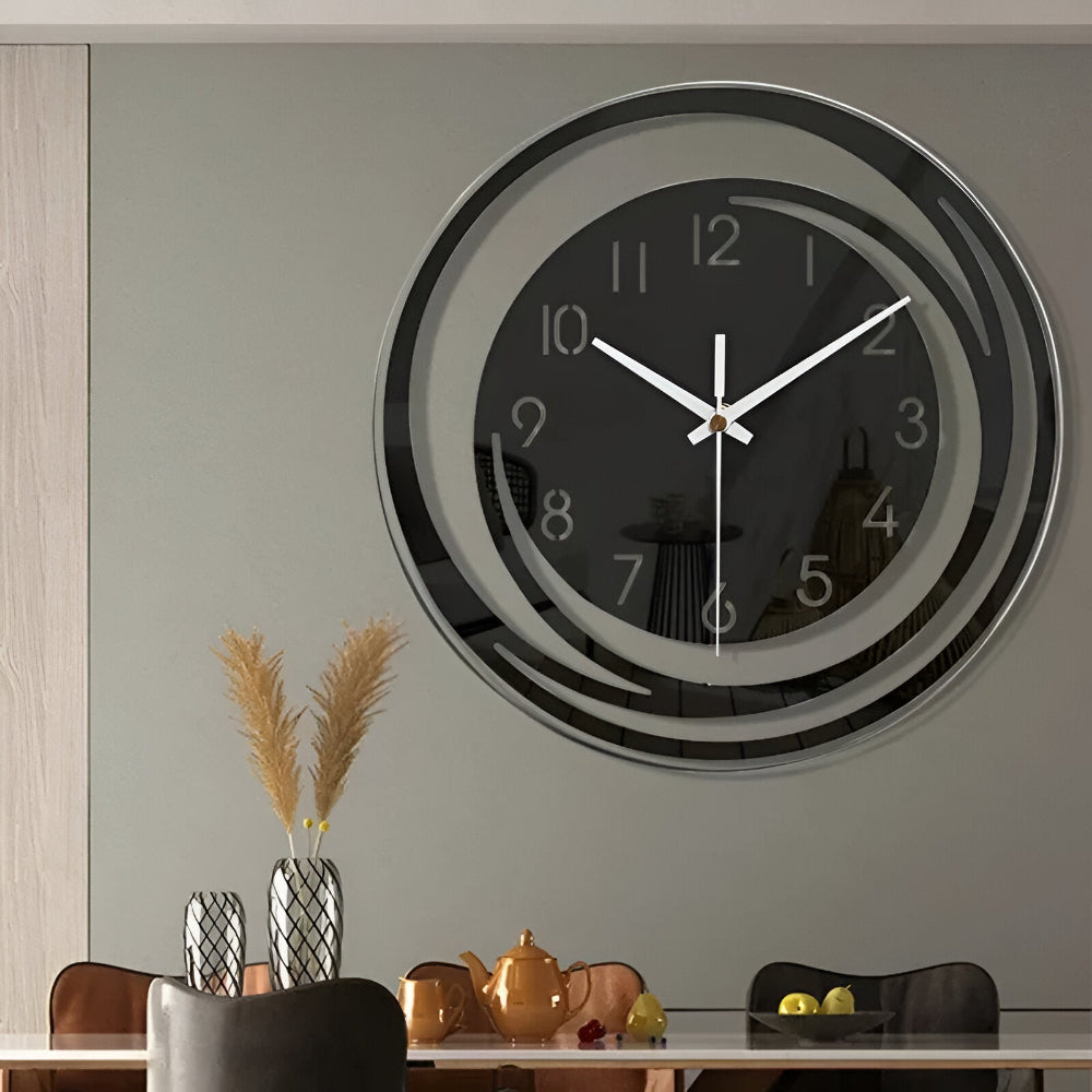 Brehn | Moderne schwarze Acryl-Wanduhr im skandinavischen Design 30 cm