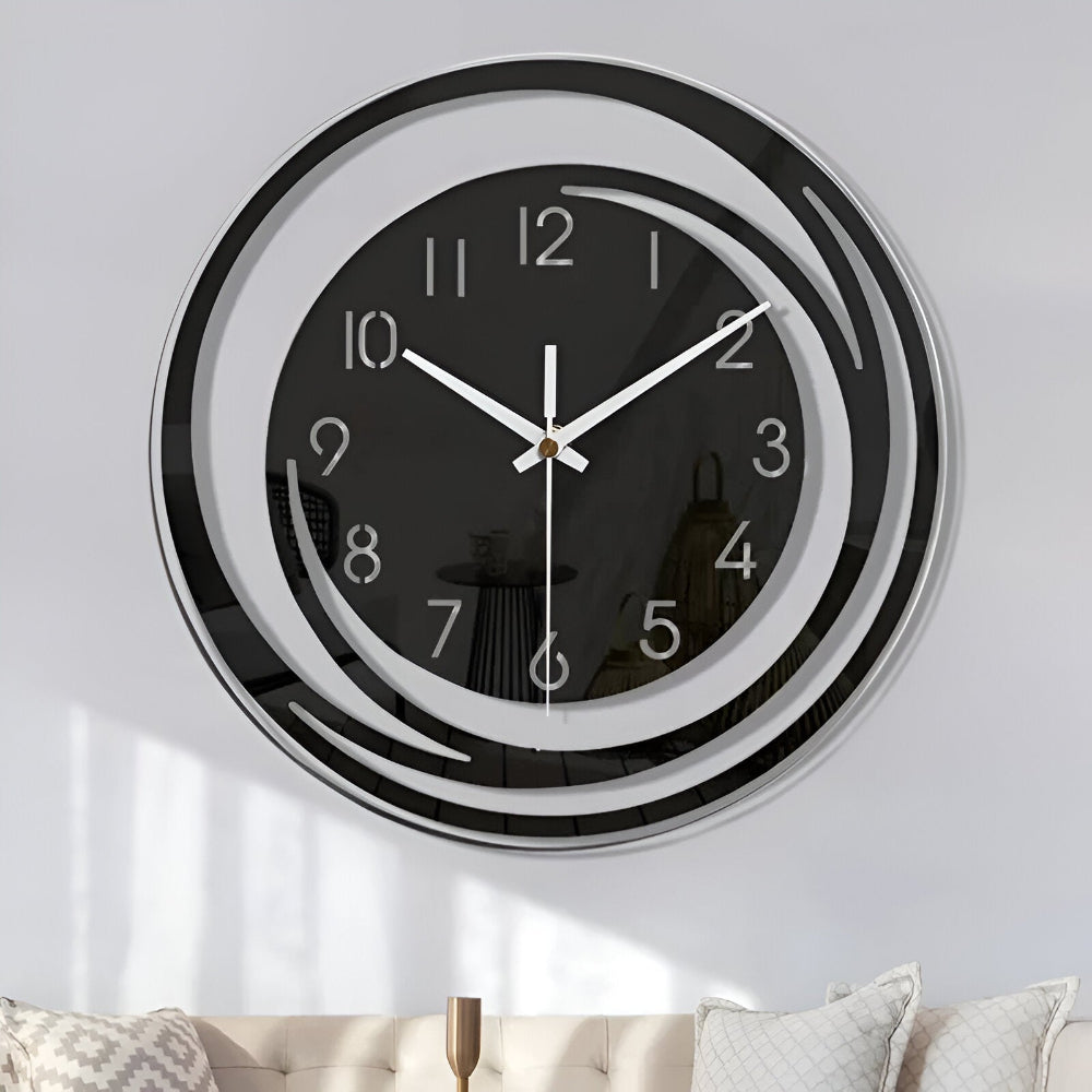 Brehn | Moderne schwarze Acryl-Wanduhr im skandinavischen Design 30 cm