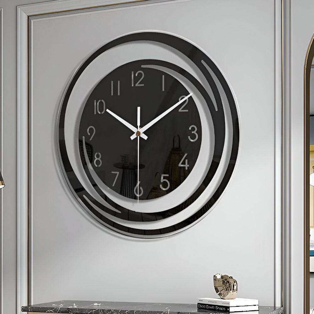 Brehn | Moderne schwarze Acryl-Wanduhr im skandinavischen Design 30 cm