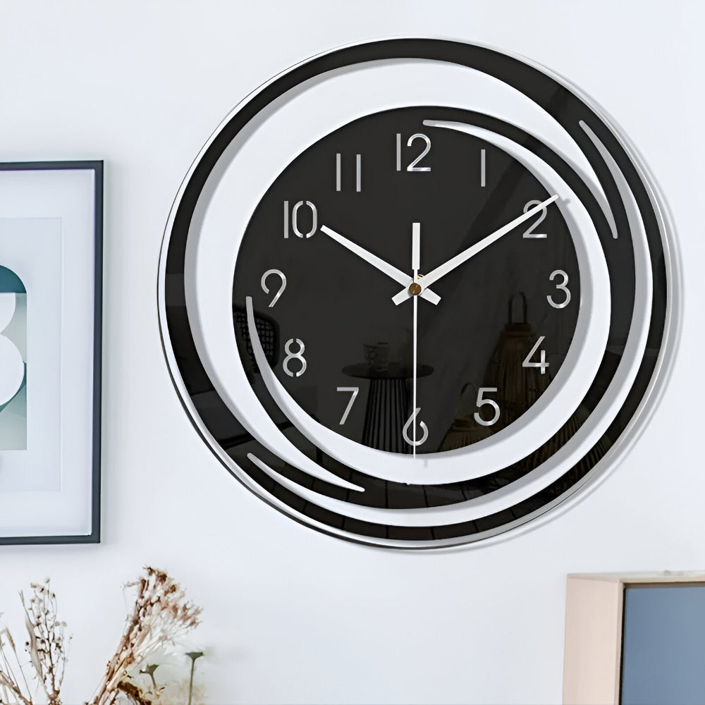 Brehn | Moderne schwarze Acryl-Wanduhr im skandinavischen Design 30 cm
