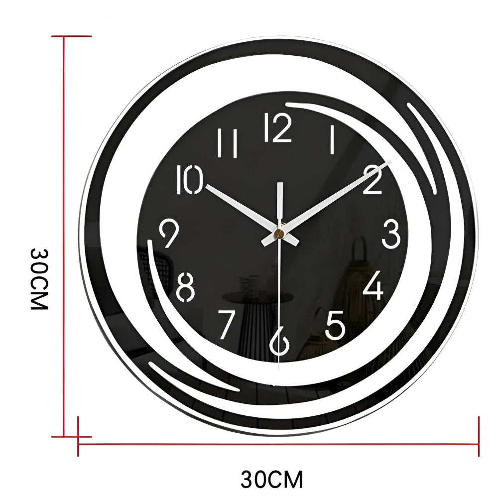 Brehn | Moderne schwarze Acryl-Wanduhr im skandinavischen Design 30 cm