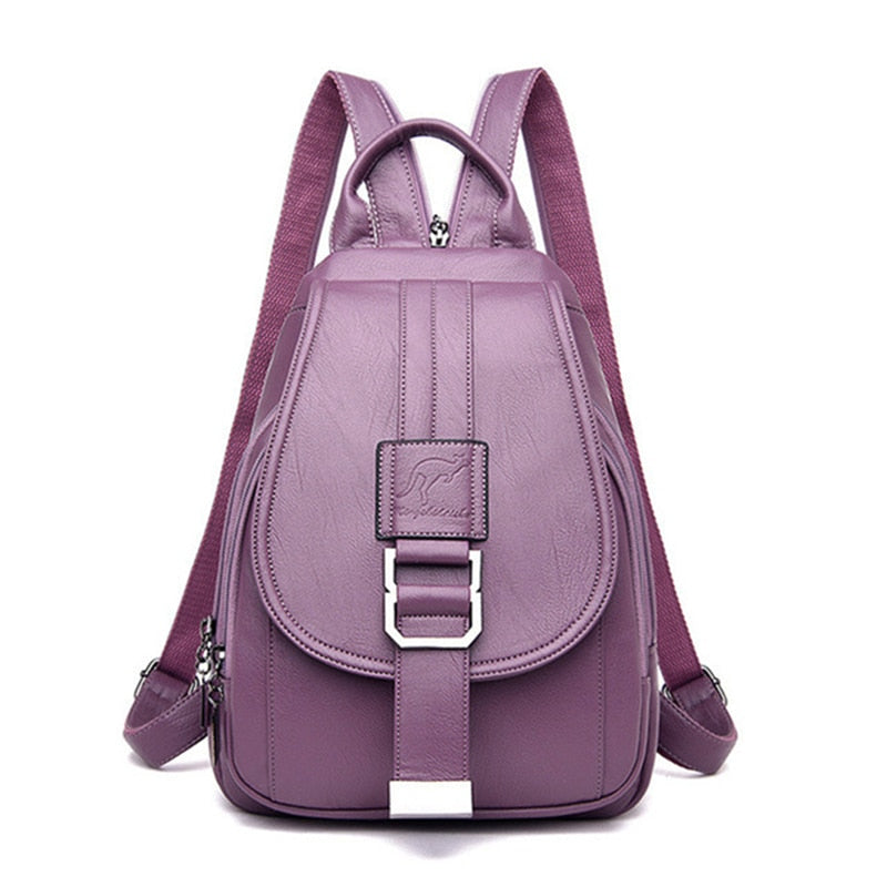 Damen Leder Rucksack mit Diebstahlschutzfach und kompakt Design | Brehn