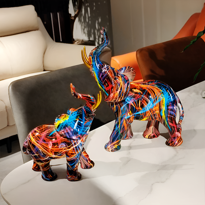 ColorPower Elefantenstatue – Dekorative Statue mit lebhaften Mustern