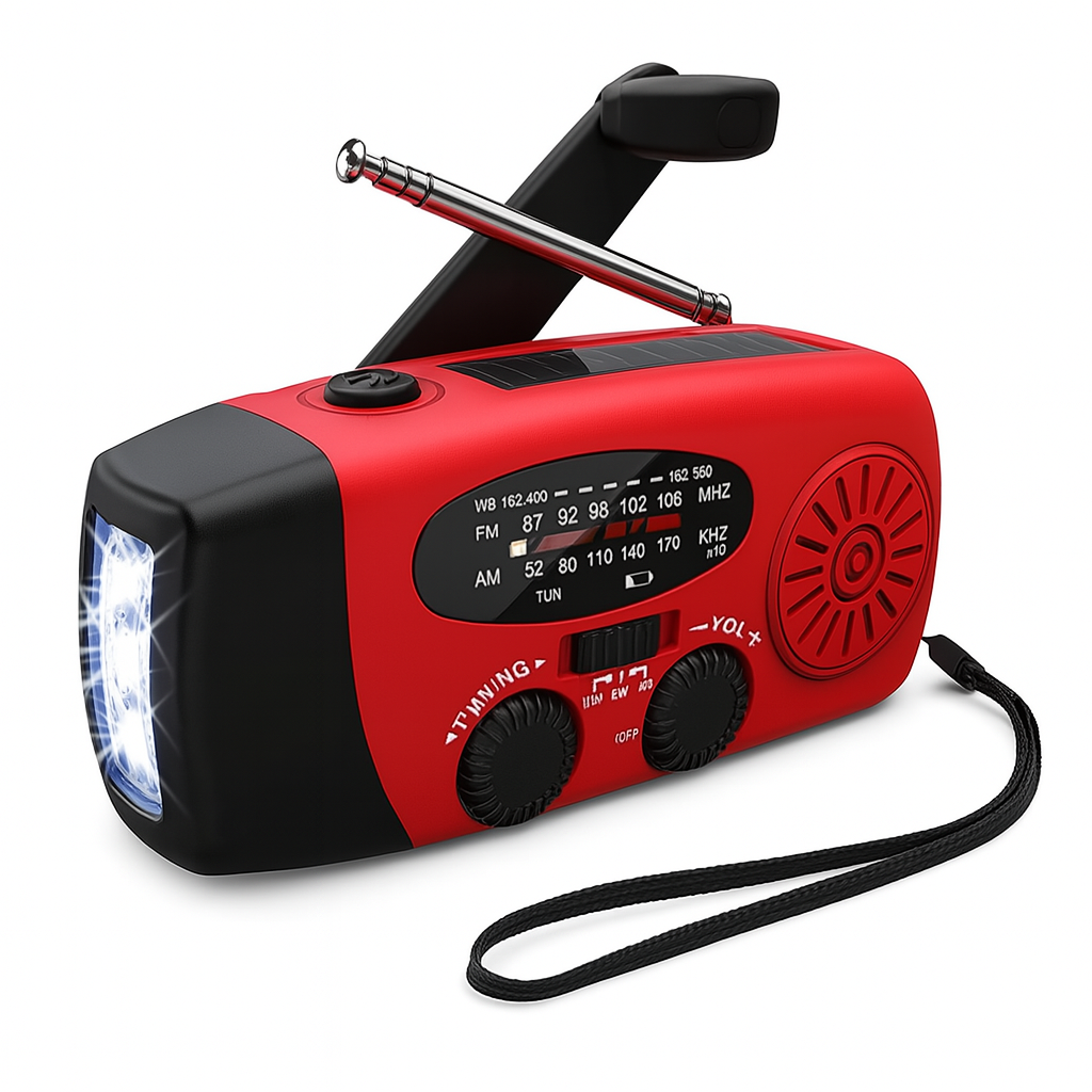 CrisisReady Handkurbel Notfallradio – AM/FM Radio mit Powerbank, Taschenlampe & USB-C Ladegerät | Brehn