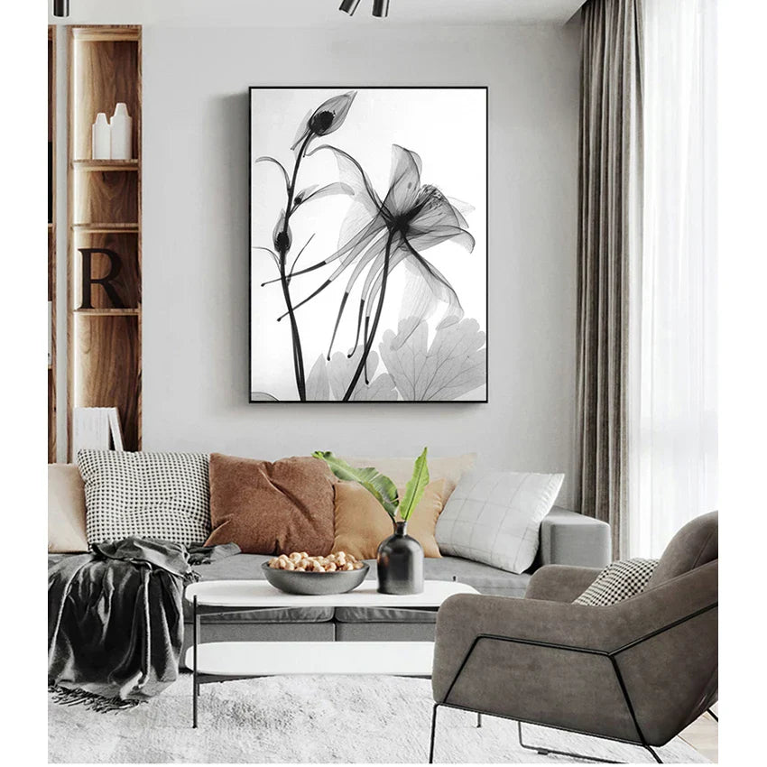 Exotische Blumen Minimalistische Schwarz Weiß Wandkunst Fein Kunst Leinwanddrucke Moderne Botanische Bilder Für Wohn Esszimmer Büro Dekor