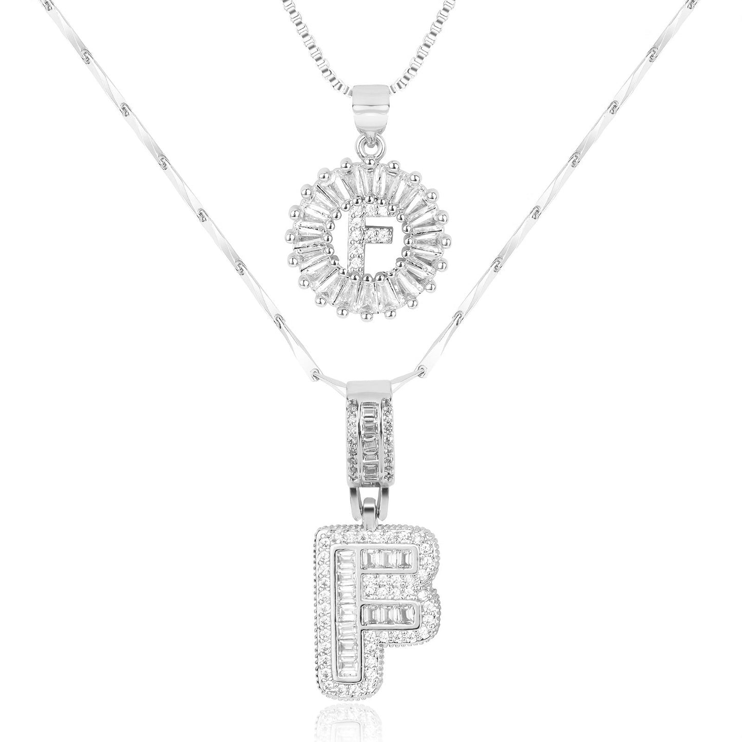 Brehn | 2pc 14k Diamant Buchstaben Initialen Halsketten