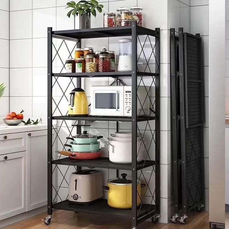Brehn | 5 tier foldable metallic kitchen rack