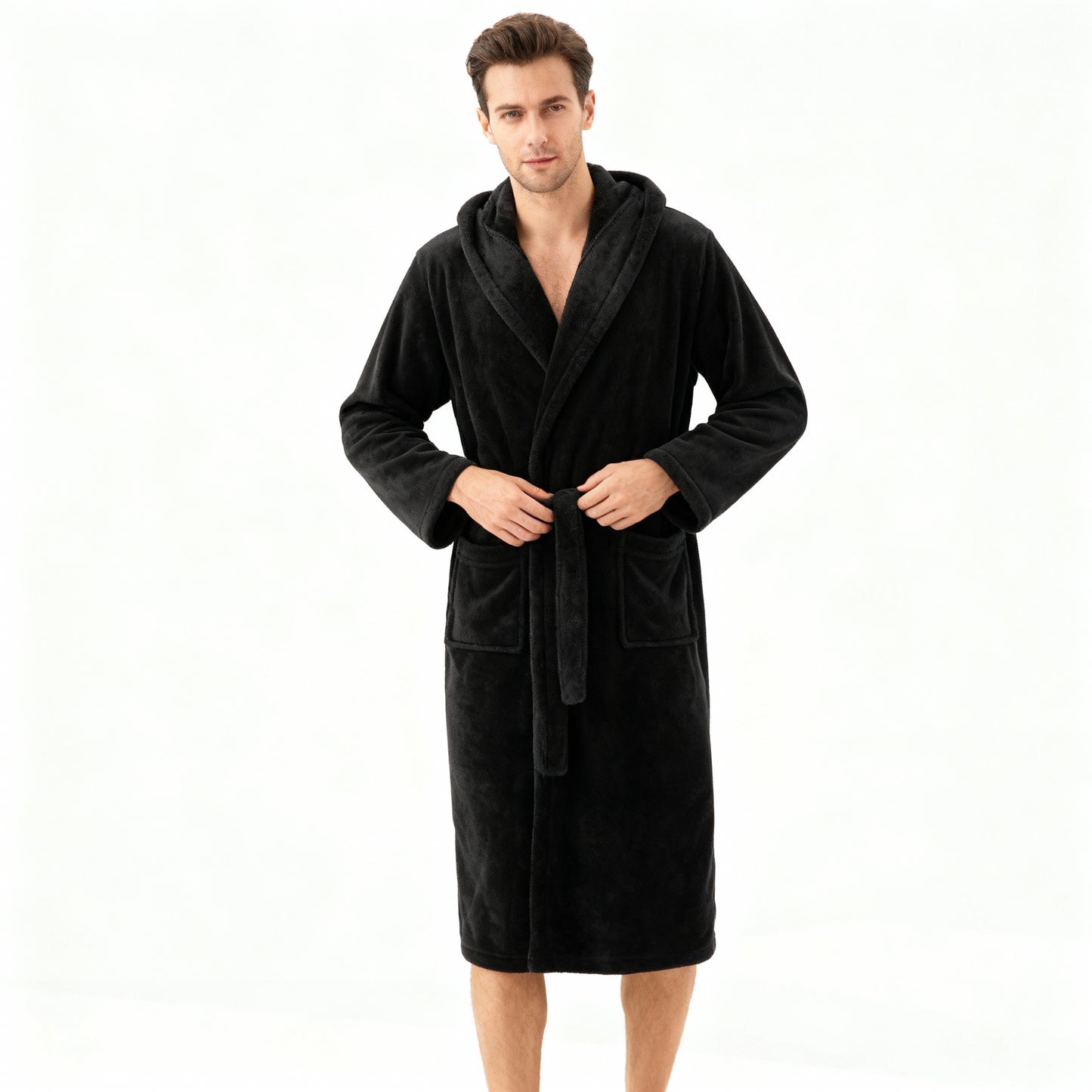 HoodedChill | Premium Herren-Bademantel mit Kapuze | High-Loft Fleece für maximale Wärmeisolation | Soft-Touch Finish | Ergonomische Passform & Langlebige Faserstruktur