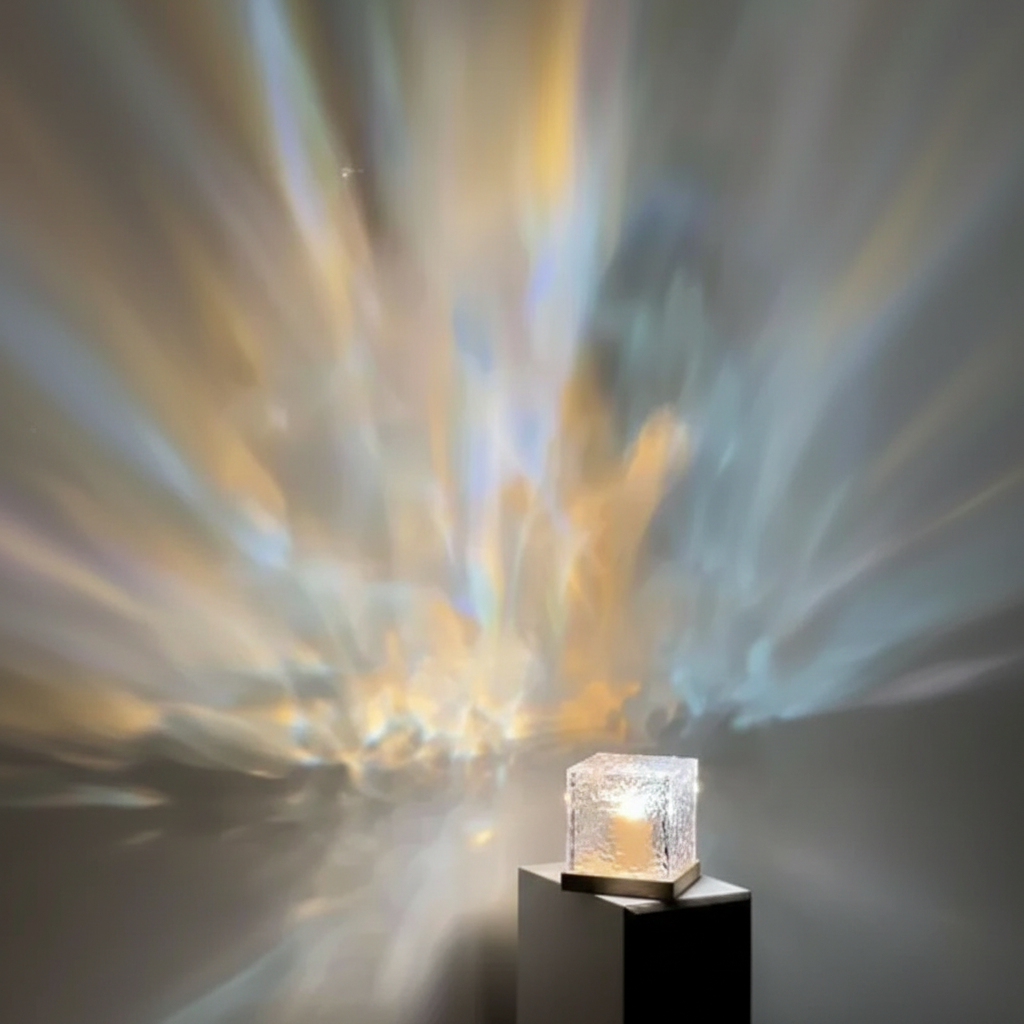 Brehn | AuroraGlow Projektionslampe | 16-Farben-RGB-Spektrum | Dynamische Wellensimulation | Fernbedienung & USB-Betrieb | Dimmbar in 6 Stufen