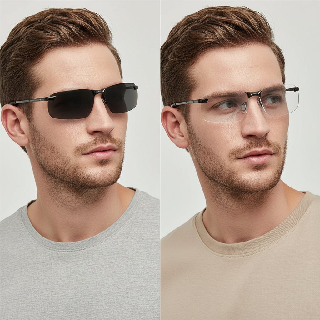 Brehn | Polarisierte Photochrome Sonnenbrille | UV400 Schutz | Automatische Lichtanpassung (Tag & Nacht) | Intelligente Blendreduktion für Autofahrer & Outdoor