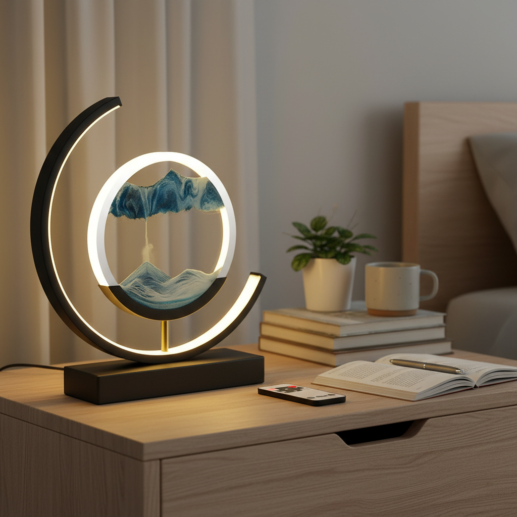 Brehn Sand Glow | Interaktive LED-Sandlampe | Dimmbar mit Fernbedienung | Bleifreies Kristallglas & Metallkorpus | Dynamisches 3D-Sandbild & Stimmungslicht