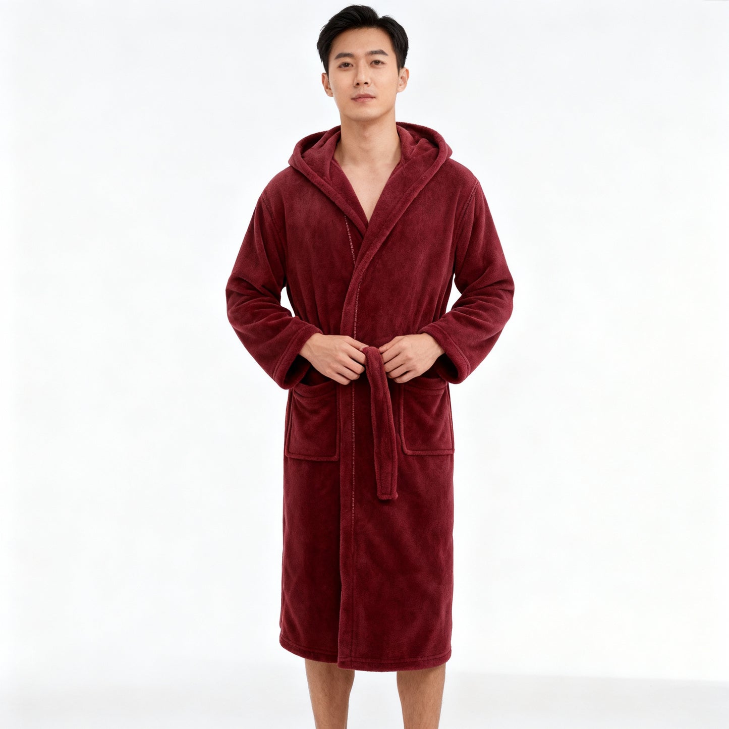 HoodedChill | Premium Herren-Bademantel mit Kapuze | High-Loft Fleece für maximale Wärmeisolation | Soft-Touch Finish | Ergonomische Passform & Langlebige Faserstruktur