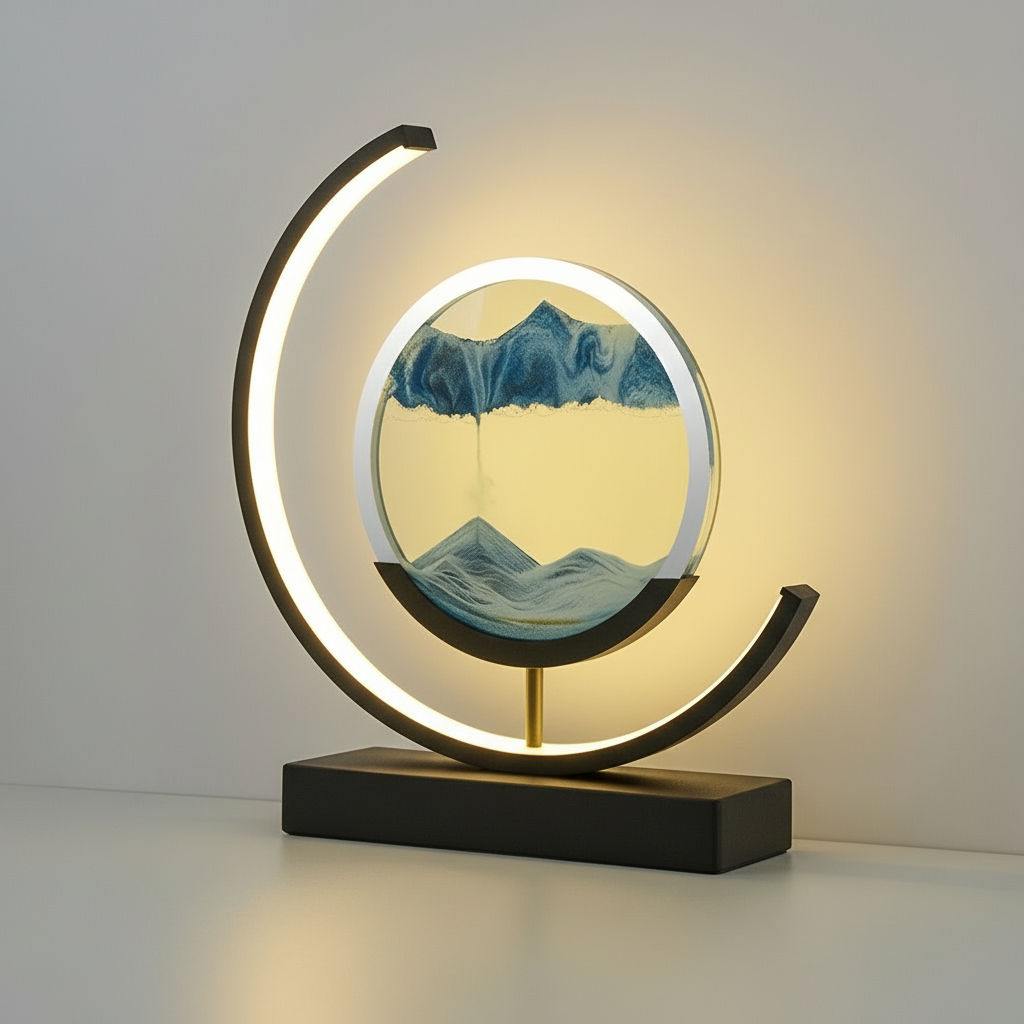Brehn Sand Glow | Interaktive LED-Sandlampe | Dimmbar mit Fernbedienung | Bleifreies Kristallglas & Metallkorpus | Dynamisches 3D-Sandbild & Stimmungslicht