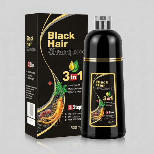 Brehn | Black Hair Dye Shampoo | 3-in-1 Ayurveda-Formel: Färben, Pflegen & Reinigen | Natürliche Grauhaarabdeckung in 5 Minuten | Ammoniakfrei & Schonend