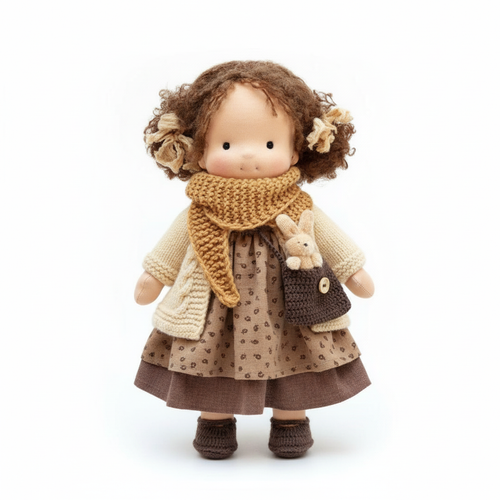 Brehn | Handgefertigte Waldorfpuppe | Naturmaterialien & Schadstofffrei | Pädagogisches Stoffspielzeug | Hypoallergen & Bio-Qualität | 30cm Kuschelpuppe