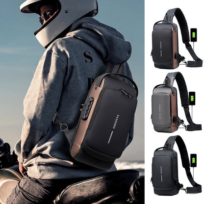 Brehn | USB-Ladesport-Sling Anti-Diebstahl-Umhängetasche