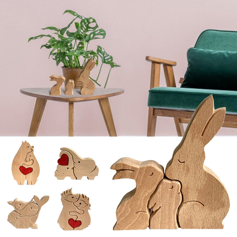 Brehn | Niedliche Tierfamilien-Ornament, Holz-Puzzle-Figur - 🎁Liebesgeschenk