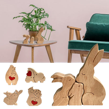 Brehn | Niedliche Tierfamilien-Ornament, Holz-Puzzle-Figur - 🎁Liebesgeschenk