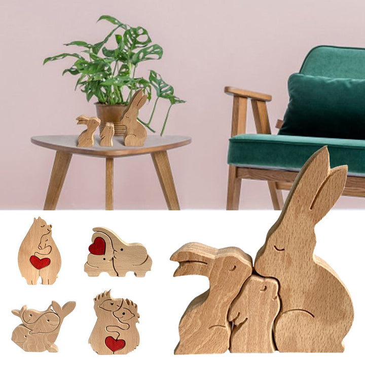 Brehn | Niedliche Tierfamilien-Ornament, Holz-Puzzle-Figur - 🎁Liebesgeschenk