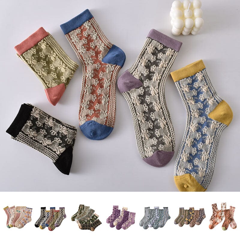Damen-Baumwollsocken mit Blumenmuster (10 Paar)
