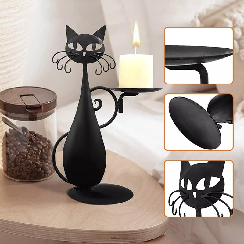 Brehn | Schwarze Katze Kerzenhalter