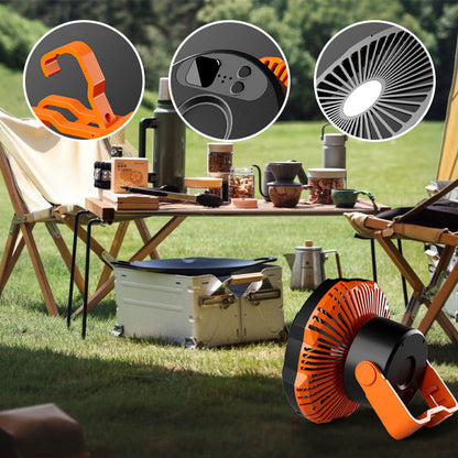 Tragbarer Campingventilator mit LED-Licht | Brehn