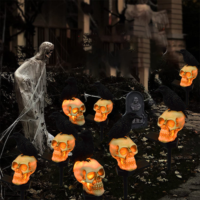 Brehn | Halloween Solar Schädel Krähen Dekorative Lichter