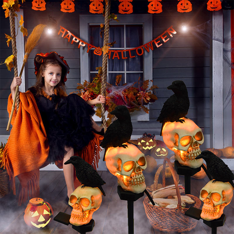 Brehn | Halloween Solar Schädel Krähen Dekorative Lichter