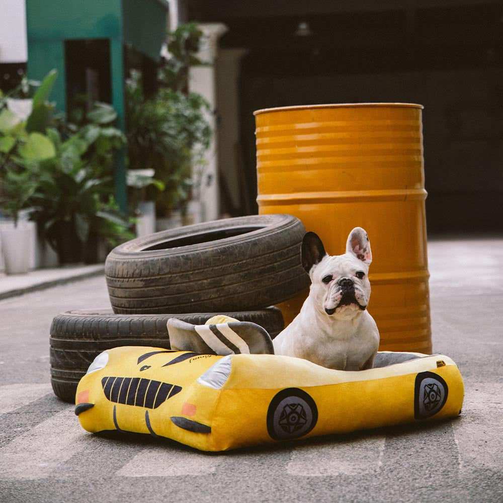 Brehn | FurElegance Klassisches Umwandelbares Rennauto-Bett | Luxuriöses Bolster-Hundebett für stilvollen Komfort und Unterstützung