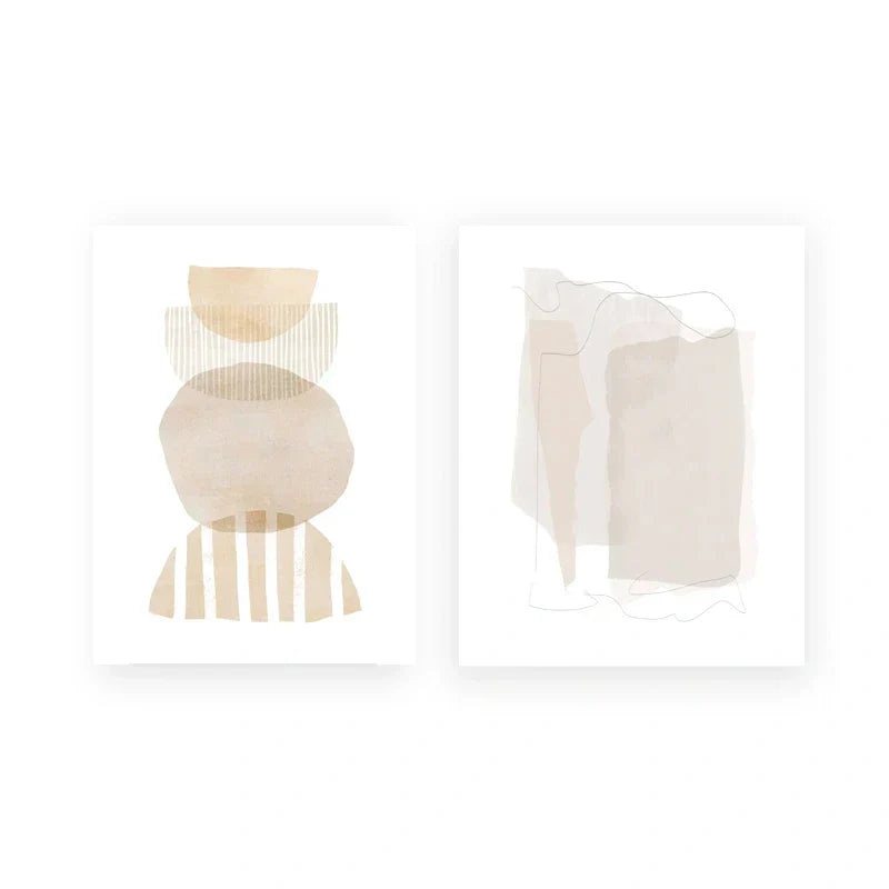 Set aus 2 Stück Minimalistische Nordische Abstrakte Wandkunst Feine Kunst Leinwanddrucke Einfache Beige Grau Erdige Töne Bilder Für Wohnzimmer Schlafzimmer Kunst Dekor