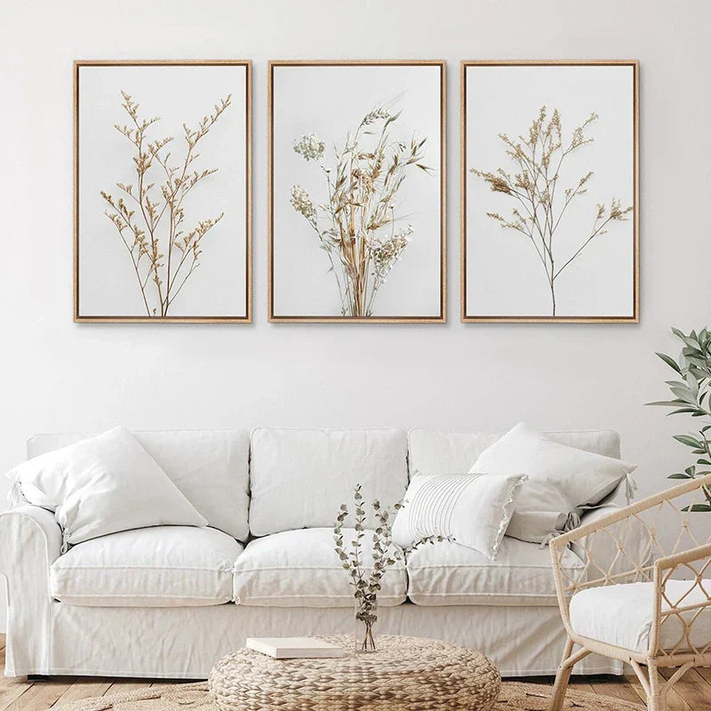 Set aus 3 Stück Wildblumen Wandkunst Feine Kunst Leinwanddrucke Minimalistische Botanische Drucke Poster Bilder Für Wohnraum Dekor