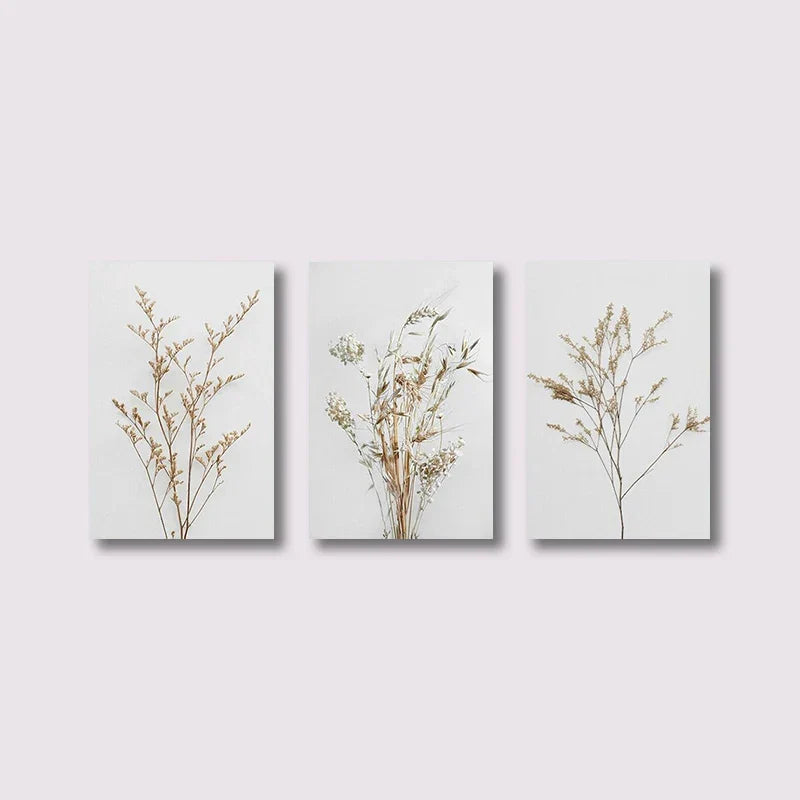 Set aus 3 Stück Wildblumen Wandkunst Feine Kunst Leinwanddrucke Minimalistische Botanische Drucke Poster Bilder Für Wohnraum Dekor