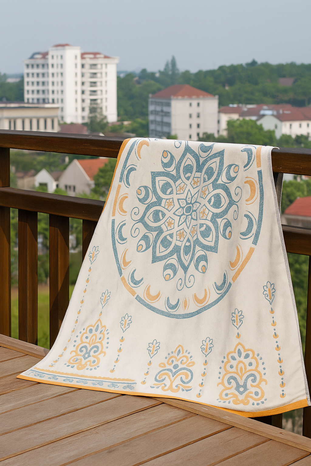 Blumenmuster Jacquard Baumwollhandtuch 70x140cm | Brehn