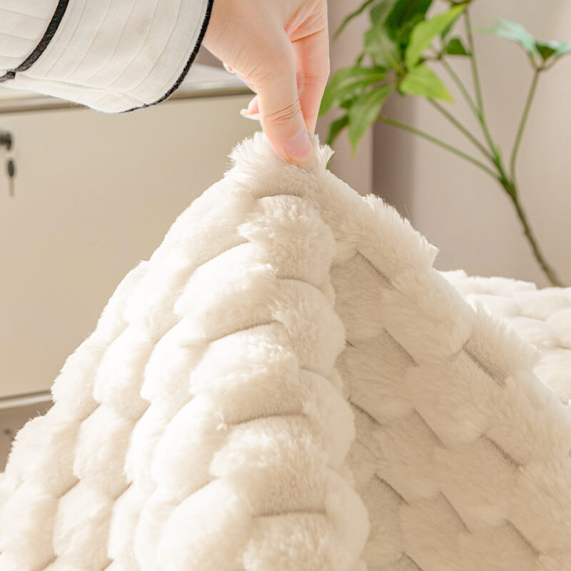 Fluffy Plush Gestreifter Möbel Protector Couch Cover - Rutschfest | Brehn