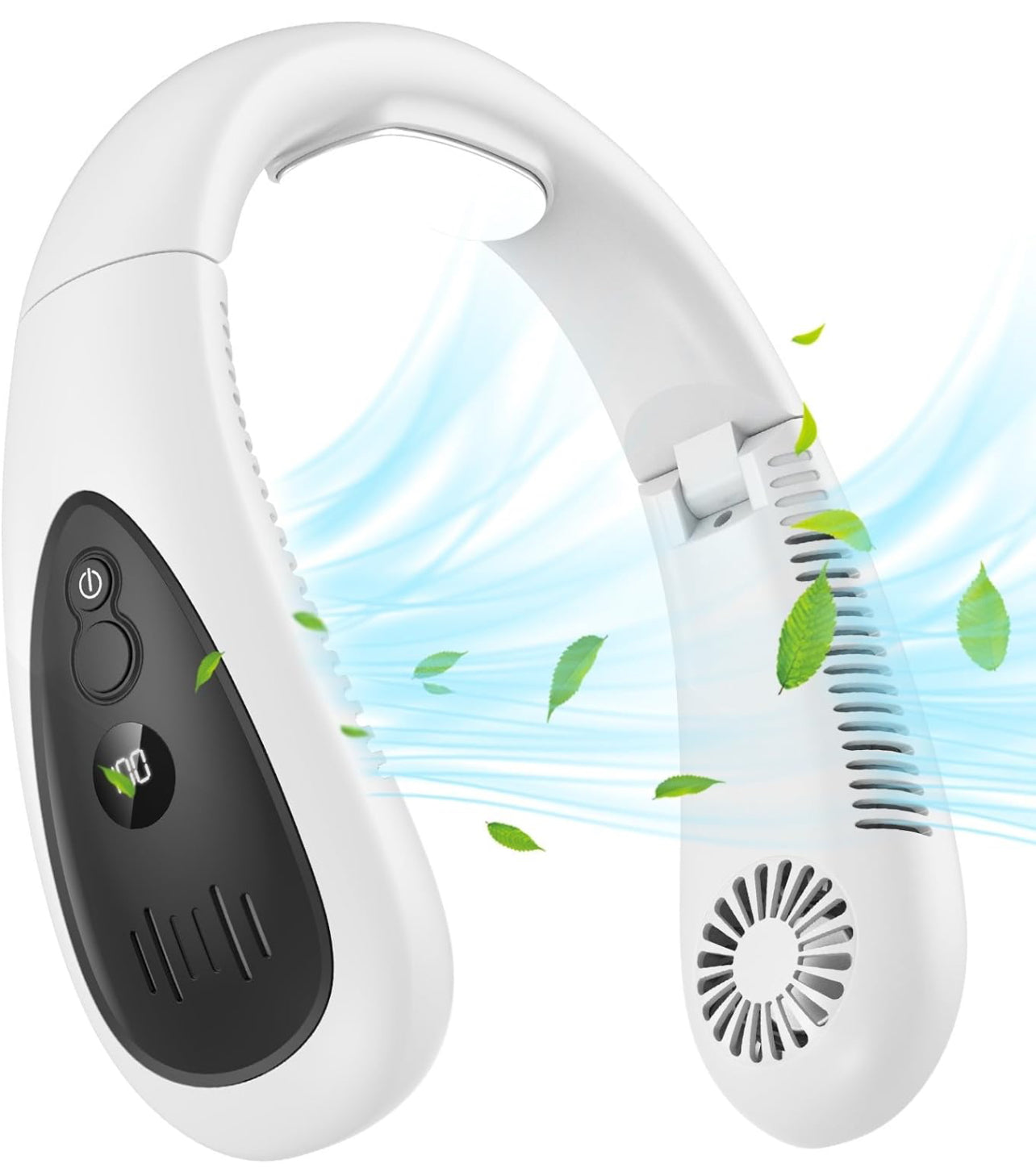Tragbarer Nackenventilator, kabelloser Ventilator, faltbarer tragbarer kleiner persönlicher Ventilator mit 360° Kühlwind, 3 Geschwindigkeitsstufen, leise, 4000mAh USB-wiederaufladbarer Akku, keine Haarverdrehung | Brehn