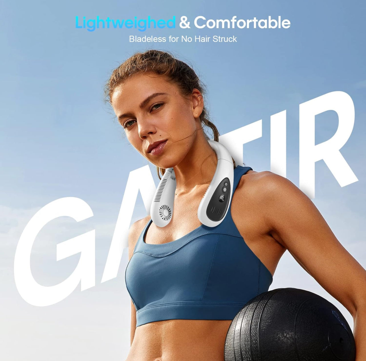 Tragbarer Nackenventilator, kabelloser Ventilator, faltbarer tragbarer kleiner persönlicher Ventilator mit 360° Kühlwind, 3 Geschwindigkeitsstufen, leise, 4000mAh USB-wiederaufladbarer Akku, keine Haarverdrehung | Brehn