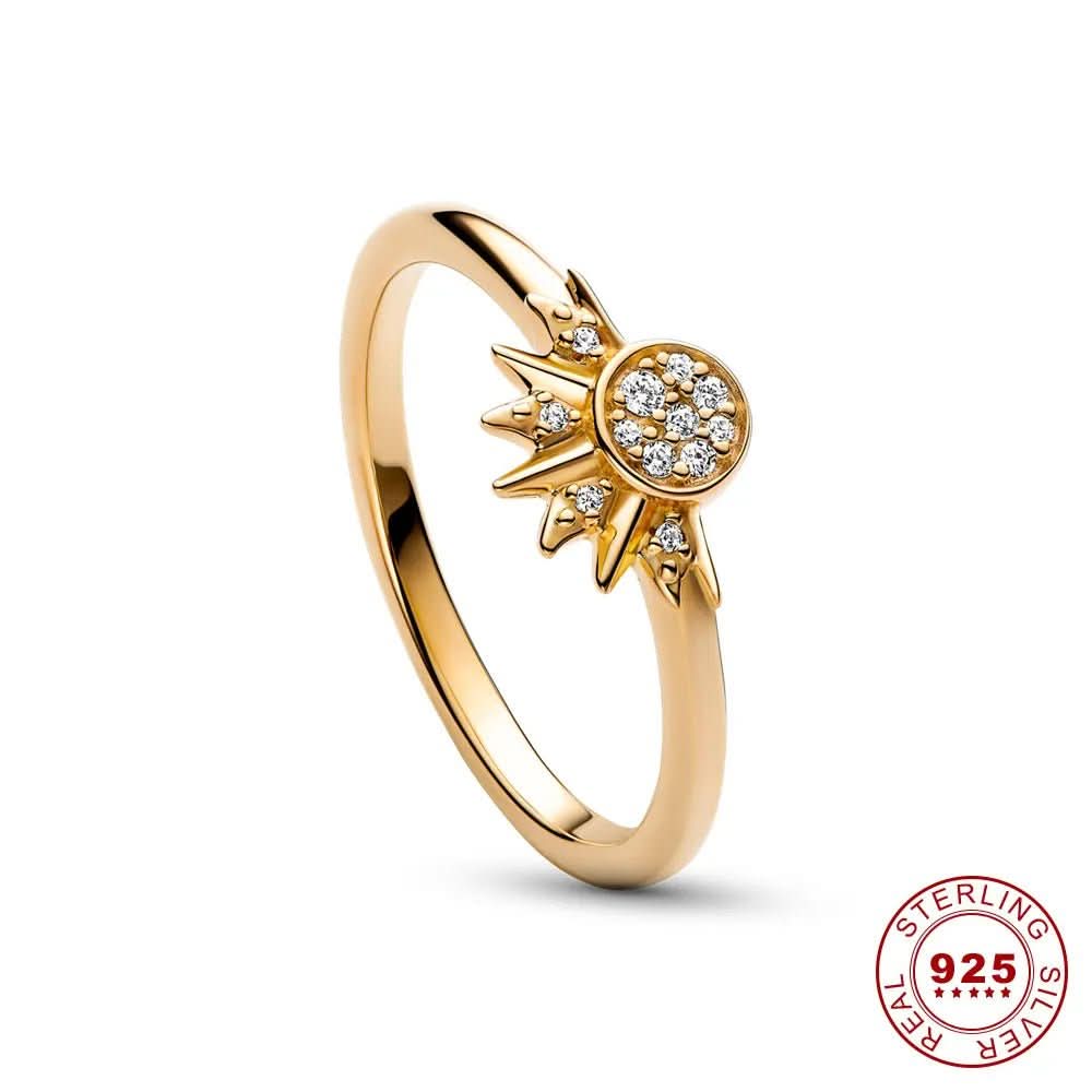 Eleganter Ring aus 925er Silber mit Mond- und Sonnenmotiv