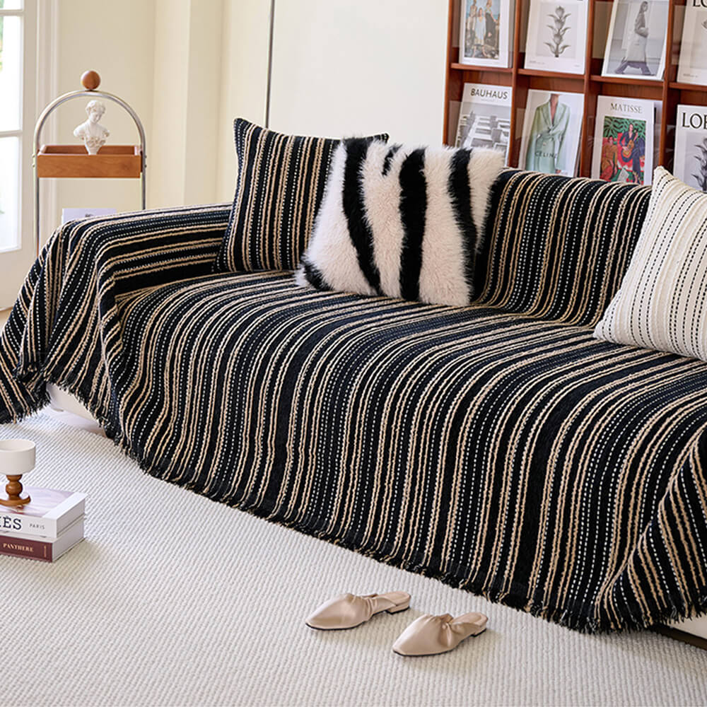 All-Season Gestreifte Quasten Chenille Strapazierfähige Sofabezug | Brehn