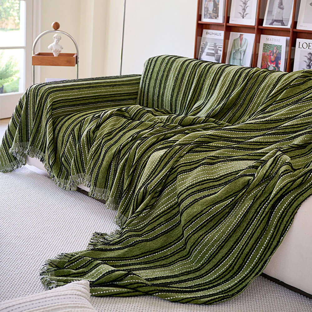 All-Season Gestreifte Quasten Chenille Strapazierfähige Sofabezug | Brehn