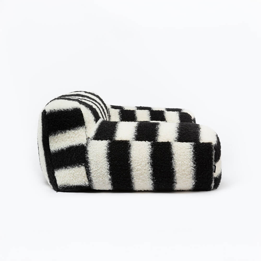 Moderner Faux Lammwoll-Hundesofa mit breiten Armlehnen und abnehmbarem Kissen | Brehn