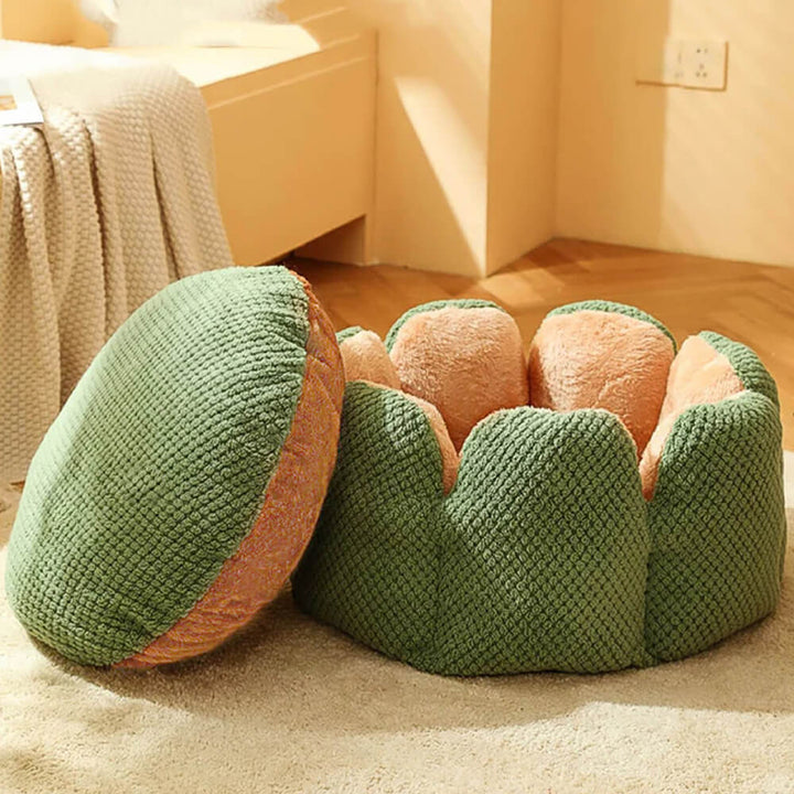 Kaktusform bequemes Haustierbett weicher Korallvelours-Design | Brehn