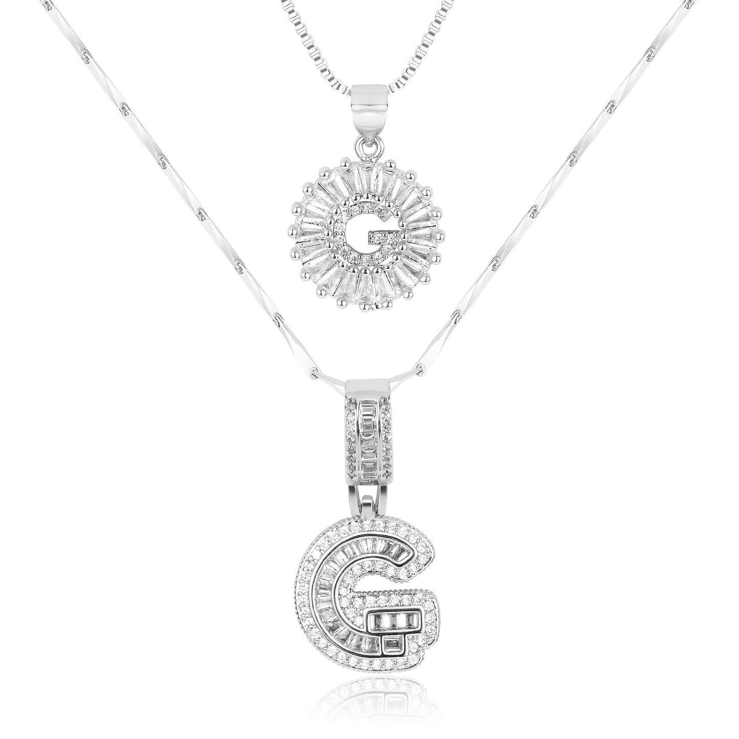 Brehn | 2pc 14k Diamant Buchstaben Initialen Halsketten