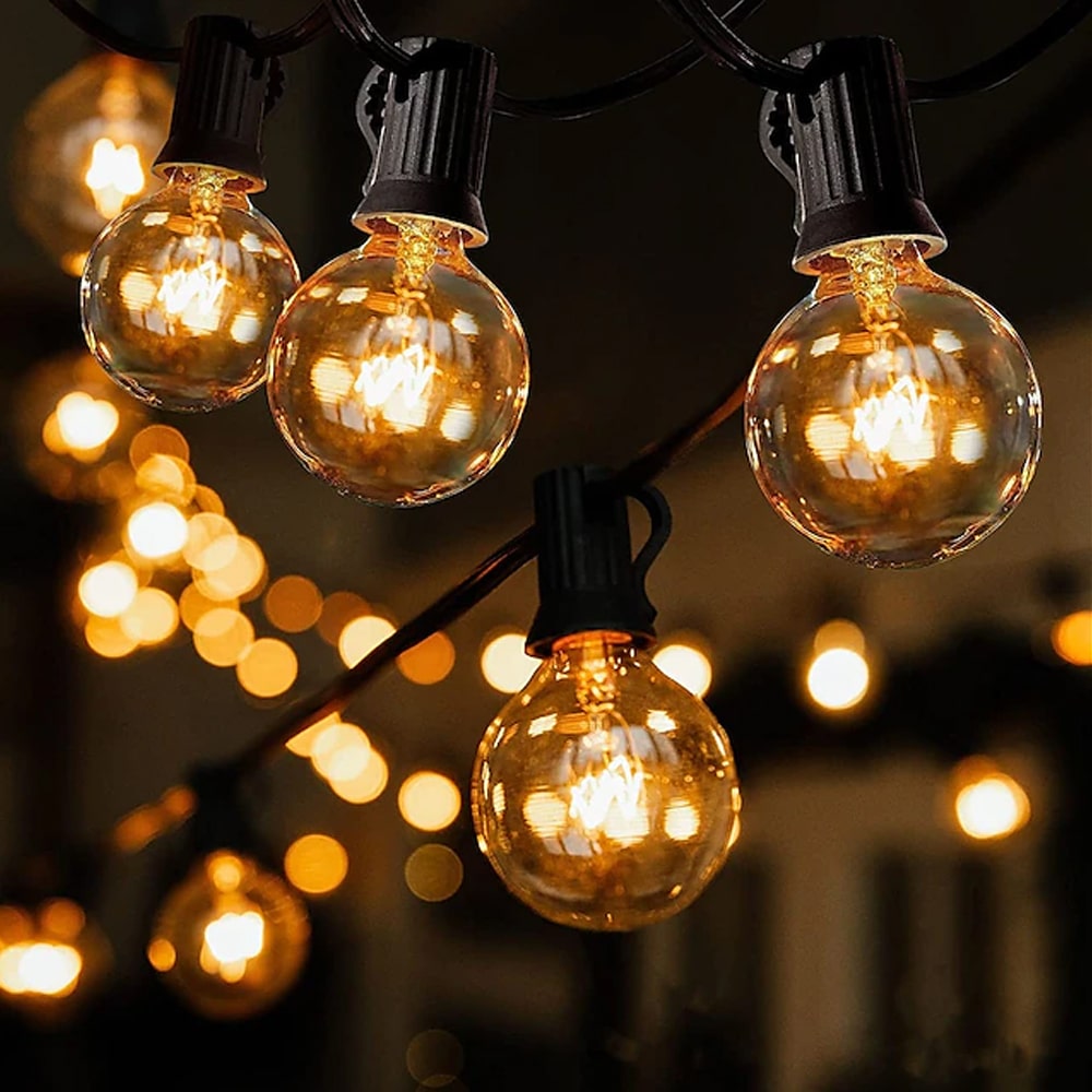 Outdoor und Indoor Lichterkette mit 25xG40 Vintage Leuchten (ca. 7,5 Meter - Verlängerbar) | Brehn