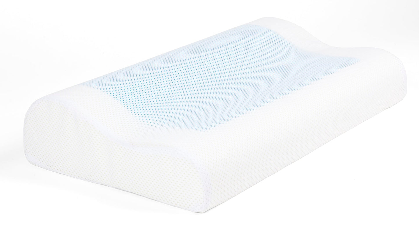 SNAPNAP Gel-Schaum-Kissen mit Kopfmulde + Kühlgel-Pads, 50 x 30 cm, Höhe 10 cm, ergonomisch und hypoallergen | Brehn