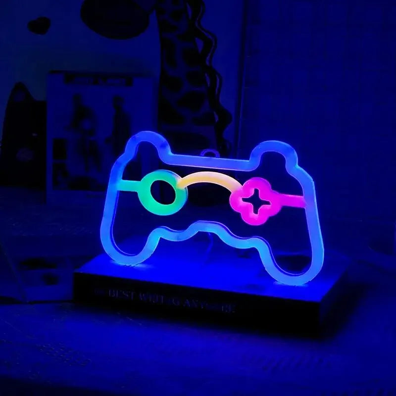 Beleuchtetes Gaming-Controller-LED-Schild – Neon-Wanddekor für Gamerzimmer, Retro-Konsole-Emblem | Brehn