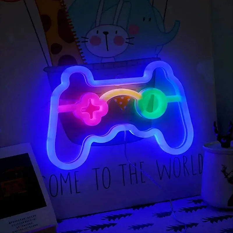 Beleuchtetes Gaming-Controller-LED-Schild – Neon-Wanddekor für Gamerzimmer, Retro-Konsole-Emblem | Brehn