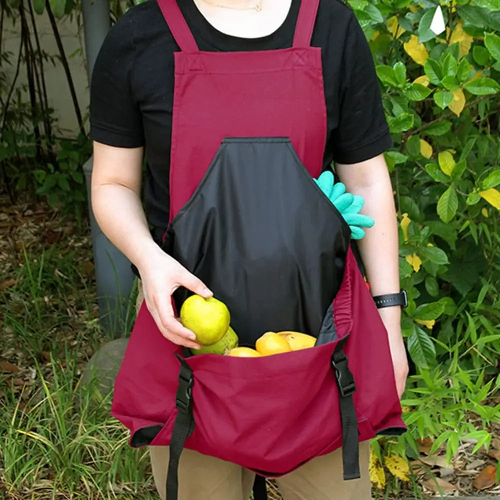 Gartenschürze mit Kreuzträgern – Große Entleerungstasche & Brusttasche
