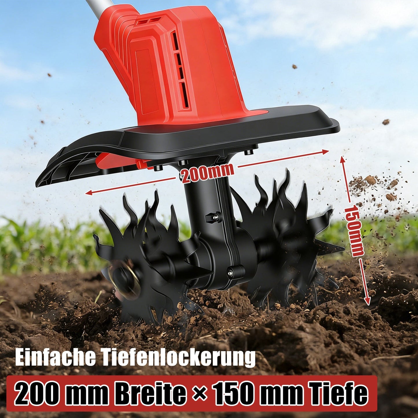 400W Akku Gartenfräse mit 2 Akkus Tragbar | Brehn